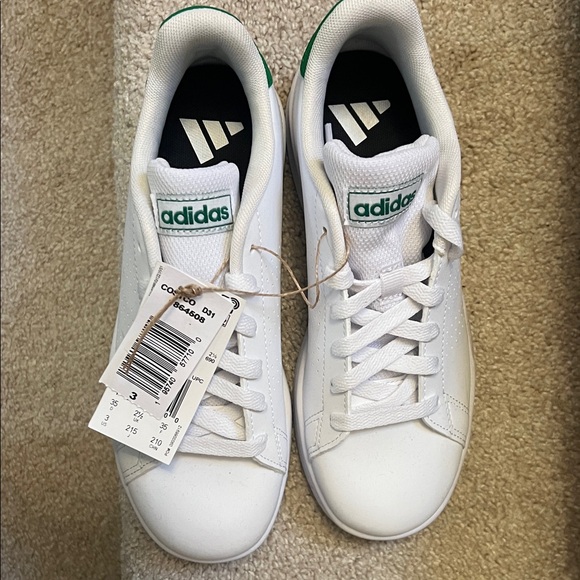 Adidas Kids White and Green Sneakers - Picture 4 of 5